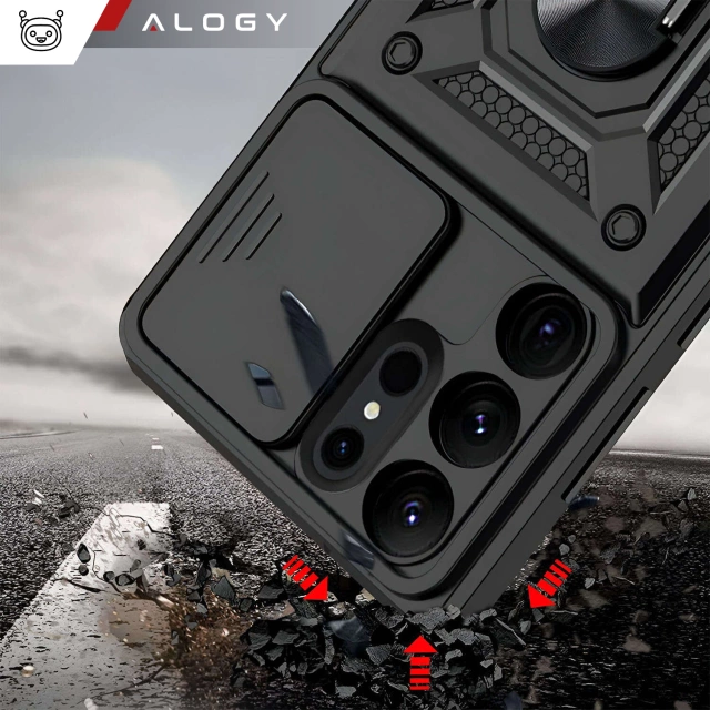 Pouzdro pro Apple iPhone 16 obrněné Slide Case Ring pouzdro ochrana fotoaparátu Camshield Alogy černé