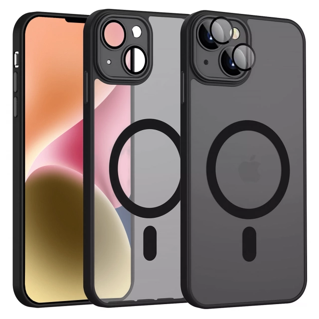 Чохол для Apple iPhone 13 Alogy MagSafe Hybrid Matte Case Matte Cover with Lens Protection Black