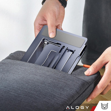 Držiak na notebook 17" stojan na tablet Macbook Stojan 2v1 skladací nastaviteľný hliník na stôl Alogy Graphite