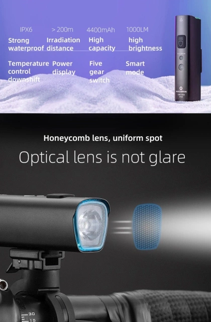 Передній велосипедний ліхтар Rockbros V9M-1000 1000lm - чорний