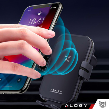 Alogy Fast Charging držák do auta s 15W indukční Qi nabíječkou automatická pro auto na síti rychlé nabíjení černý