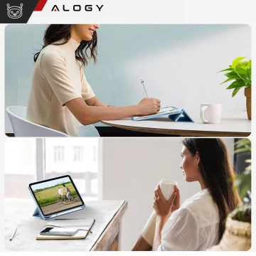 Sklenené puzdro pre Apple iPad 10. generácie. 10,9" puzdro na tablet 2022 Alogy Smart Case držiak na ceruzku modrý