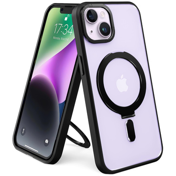 Etui pancerne Alogy Stand Ring Case obudowa ochronna na telefon do MagSafe do Apple iPhone 14 Plus Czarne + Szkło