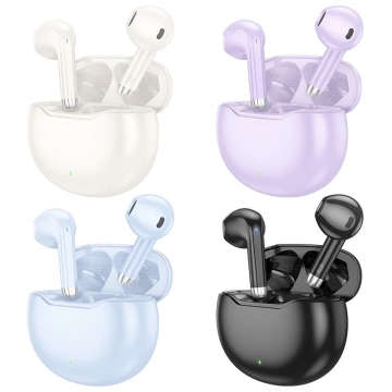 HOCO TWS EW61 wireless Bluetooth headphones, purple, with charging case