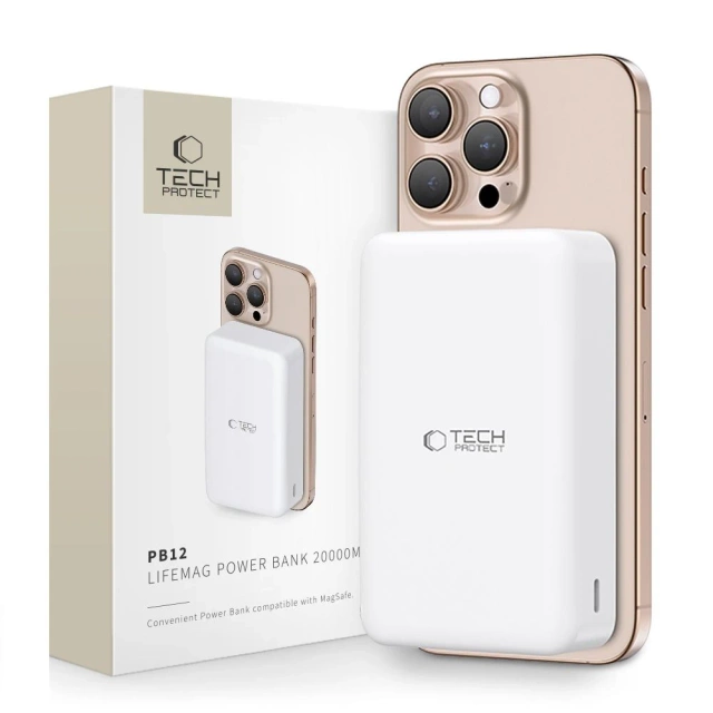 Powerbanka Tech-Protect PB12 LifeMag 20000mAh MagSafe bílá 15W