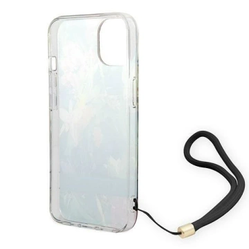 Etui Guess GUOHCP14MHFLSB do Apple iPhone 14 Plus 6,7" niebieski/modré pevné puzdro Flower Strap
