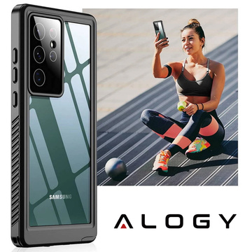 Waterproof case for Samsung Galaxy S23 Ultra 360 Alogy Armor IP68 with lanyard Black