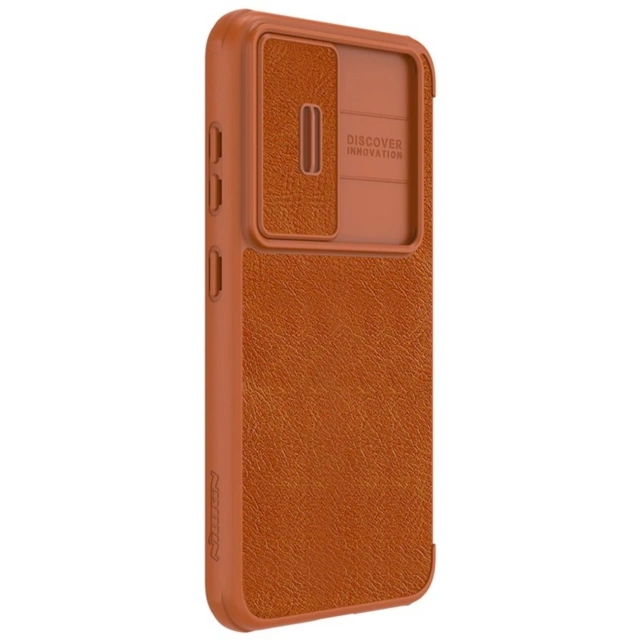 Kožené pouzdro Nillkin Qin Pro Samsung Galaxy S23 Flip Cover Cover Camera Brown