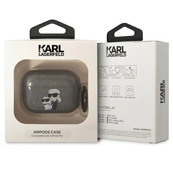 Karl Lagerfeld Protective Earphone Case for Airpods Pro cover black/black Gliter Karl