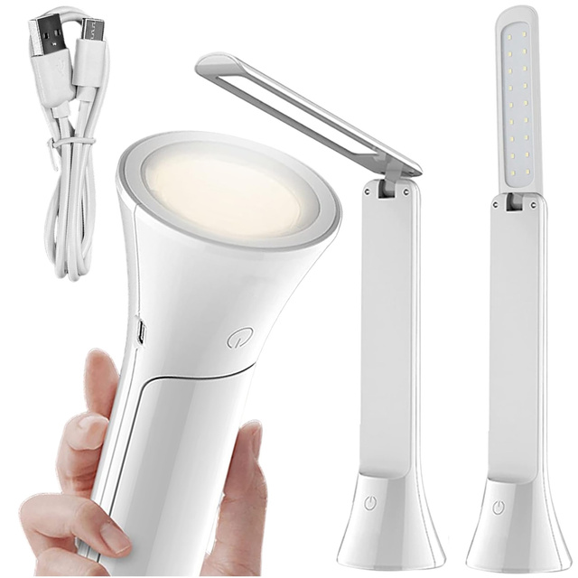 2in1 LED Desk Night Lamp Flashlight Wireless Touch Lamp 3 Modes Light Adjustment Alogy White