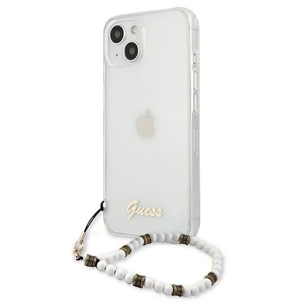 Guess GUHCP13SKPSWH iPhone 13 mini 5,4" průhledné pevné pouzdro White Pearl