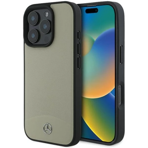 Etui Mercedes für iPhone 16 Pro Max 6,9" Beżowy Hardcase MB Strukturiertes und schlichtes Leder MagSafe