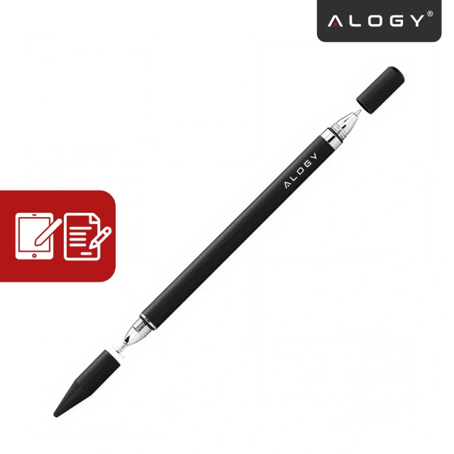 Alogy 2-in-1 capacitive touch stylus for phone tablet screen with pen Black