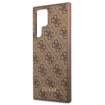 Pevné pouzdro Etui Guess GUHCS22LG4GFBR pro Galaxy S22 Ultra S908 4G kovové zlaté logo