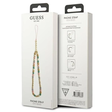 Guess zawieszka GUSTFLWP Phone Strap różowy Heishi Beads