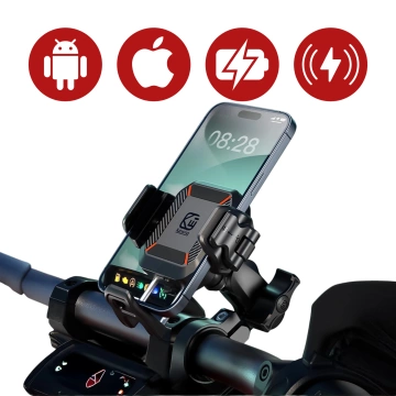 Držák na motorku KEWIG M11B pro telefon s QC 3.0 15W Qi nabíječkou černý