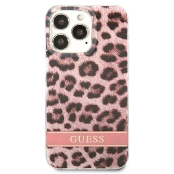 Guess GUHCP13LHSLEOP iPhone 13 Pro / 13 6,1" ružovo-ružové pevné puzdro Leopard