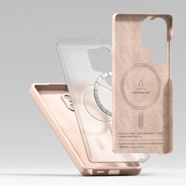 Чохол для Samsung Galaxy S25 Ultra з рожевим піщаним силіконовим кільцем, магнітним MagSafe