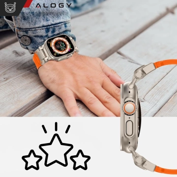 Pasek bransoleta Alogy Luxury Metal TPU Band для Apple Watch 42/44/45/49mm Orange