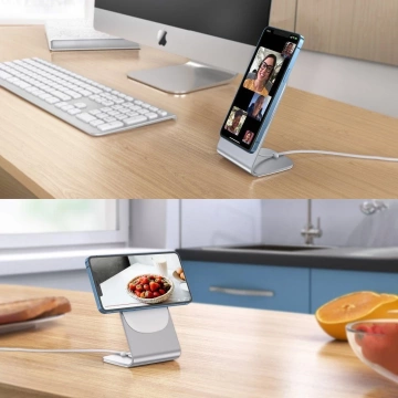 Choetech Magnetic Qi Wireless Charger 15W (MagSafe Compatible) White (T517-F) Stand Holder Silver