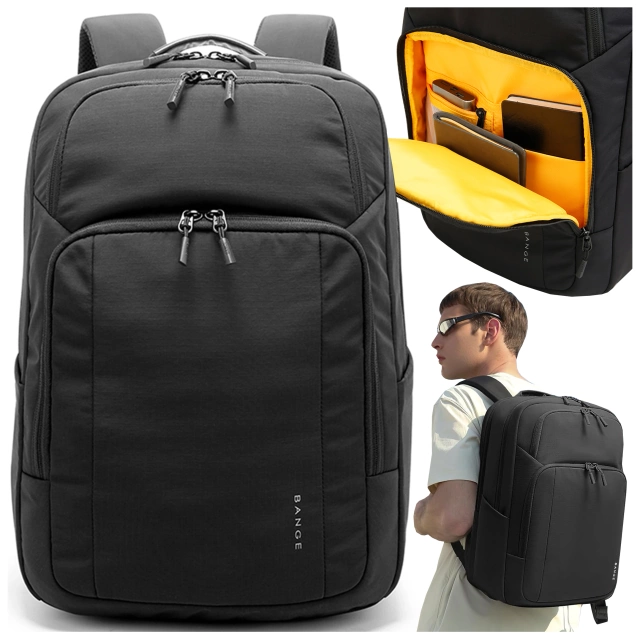 Водонепроникний рюкзак Bange для ноутбука 15.6", city traveler, 45х30х16 см, для роботи, літака, чоловічий, жіночий, з USB портом Чорний