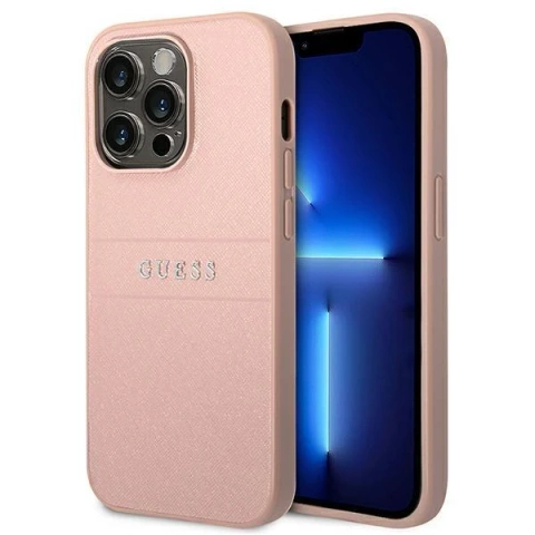 Чохол Guess GUHCP14LPSASBPI для Apple iPhone 14 Pro 6.1" pink/pink Saffiano Strap