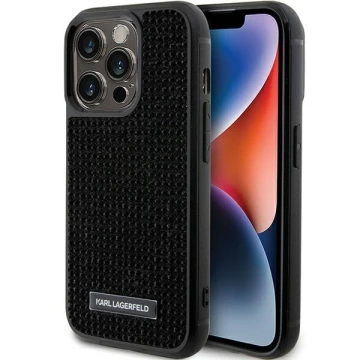 Etui Karl Lagerfeld KLHCP15LHDSPLK для iPhone 15 Pro 6.1" чорний/чорний твердий чохол Rhinestone Logo Metal Plate