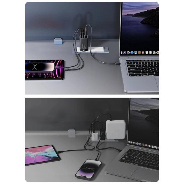 Joyroom TCG01 GaN 65W - Rychlonabíječka 2× USB-C Kabel USB-A 100W