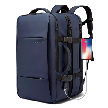 Travel backpack Bange BackPack business expandable backpack Capacious bag for 17.3" laptop with USB port Black