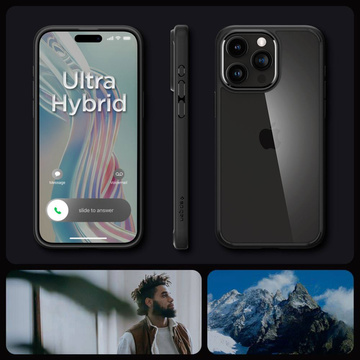 Kryt pre iPhone 15 Pro Max Spigen Ultra Hybrid Case, zadný kryt, matné čierne sklo