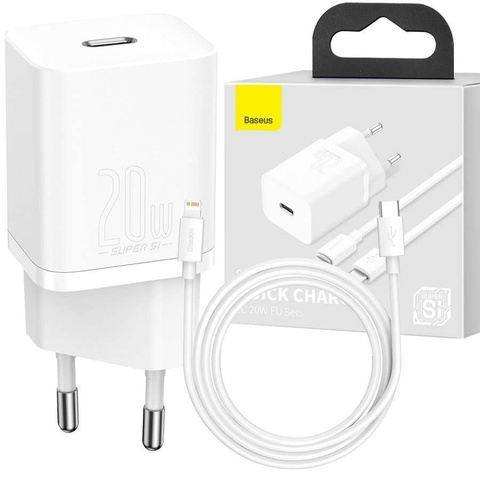Настінний зарядний кабель Baseus Super Si USB-C для iPhone 20W білий