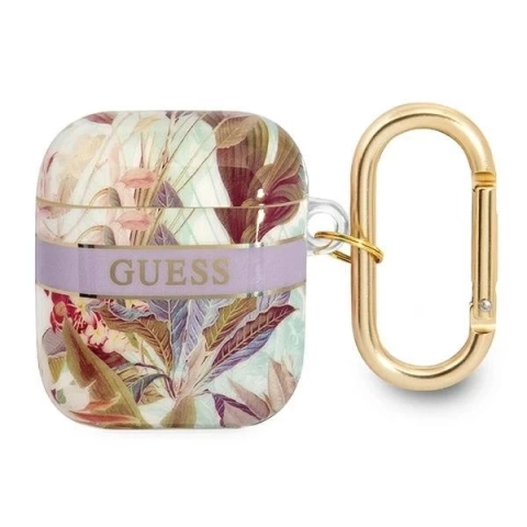 Чохол Guess GUA2HHFLU AirPods fioletowy/фіолетовий Flower Strap Collection