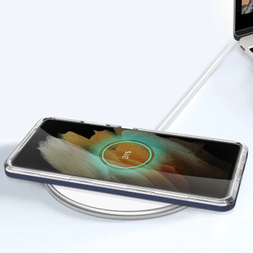 Clear 3in1 case for Samsung Galaxy S22 Ultra gel cover with frame blue