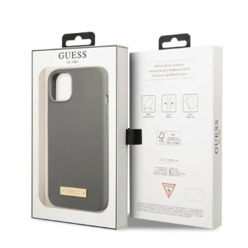 Etui Guess GUHMP13MSPLG do Apple iPhone 13 6,1" szary/grey hard case Silicone Logo Plate MagSafe