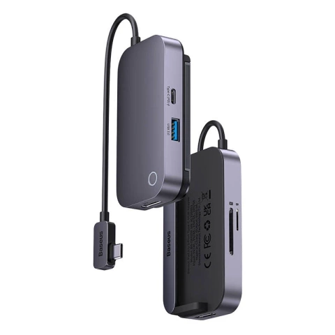 Концентратор 6 в 1 Baseus PadJoy Series USB-C до USB 3.0 HDMI USB-C PD jack 3,5 мм SD/TF (szary)
