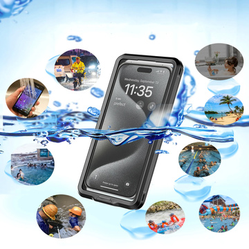 Wasserdichte IPX68 wasserdichte Hülle universell für Telefone bis zu 6,9 Zoll Hülle Wasserhülle Alogy Lanyard Schwarz