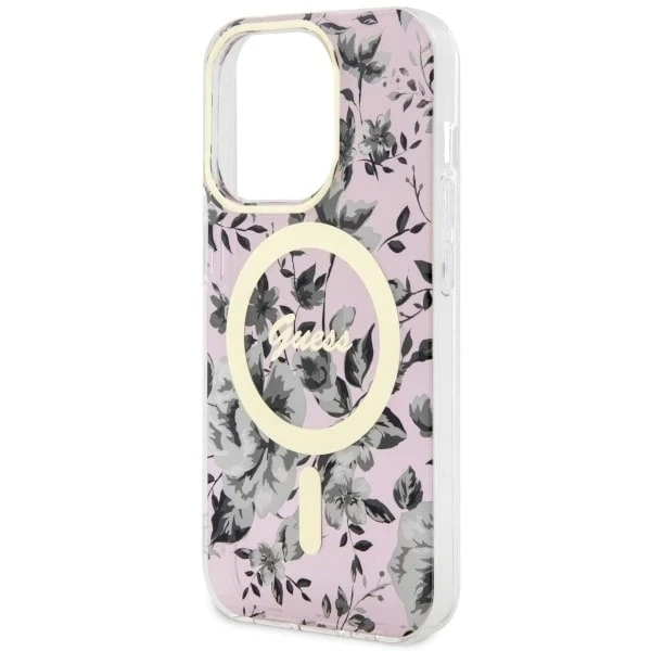 Guess GUHMP14XHCFWSP phone case for Apple iPhone 14 Pro Max 6.7" pink/pink hardcase Flower MagSafe