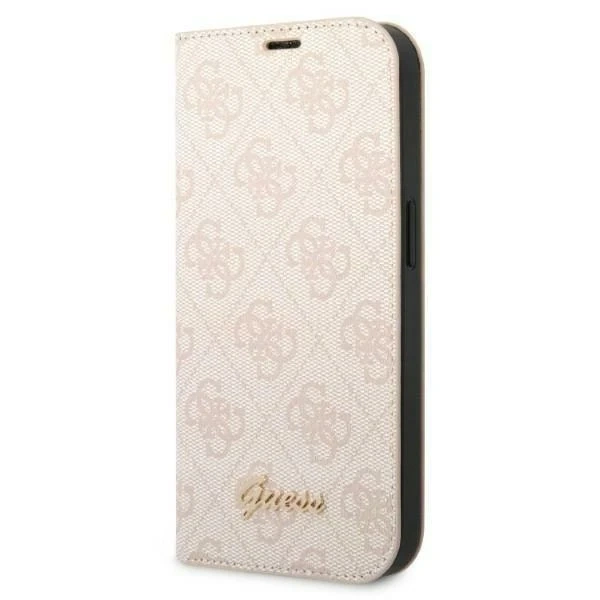 Guess GUBKP14MHG4SHP Hülle für Apple iPhone 14 Plus 6.7" Pink/Pink Book 4G Vintage Gold Logo