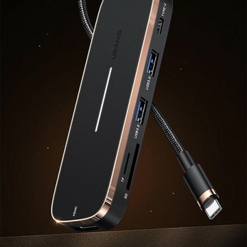 USAMS Adaptér HUB 3xUSB USB-C HDMI černý/černý SJ578HUB01 (US-SJ578)