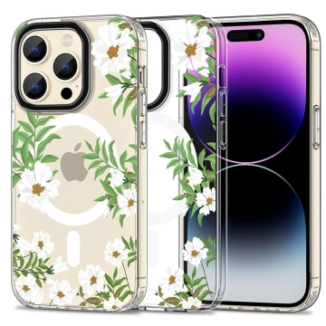 Ochranné pouzdro MagMood pro MagSafe pro iPhone 15 Pro jarní sedmikráska