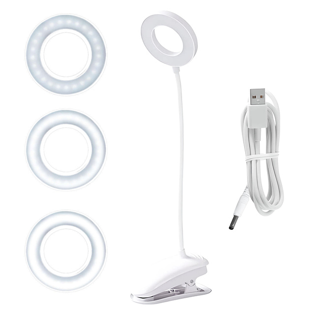 Lampa lampka biurkowa Alogy Desk LED Ring Lamp z klipsem do biurka blatu bezprzewodowa elastyczna Biała