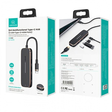 USAMS Adaptér HUB 3xUSB USB-C HDMI černý/černý SJ578HUB01 (US-SJ578)