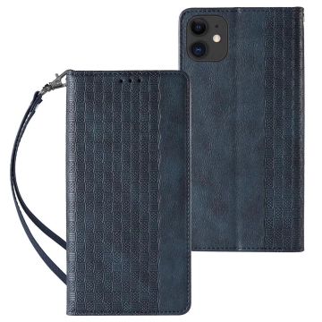Magnet Strap Case case for iPhone 12 wallet case mini lanyard pendant blue