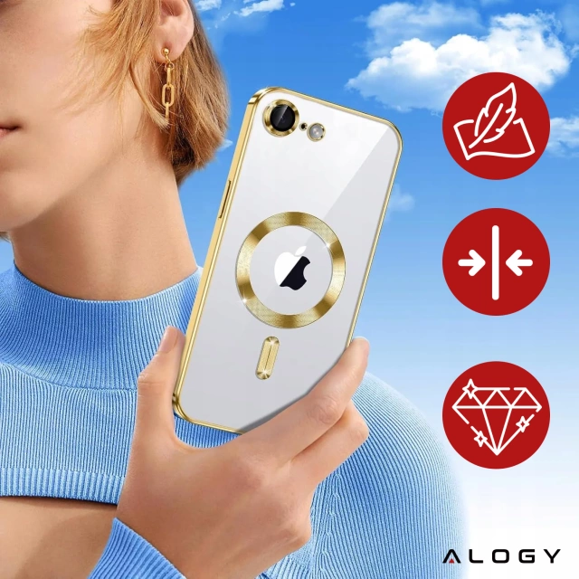 Etui do Apple iPhone 16e Alogy LuxeShield™️ Glamour Luxury Ring obudowa do MagSafe z osłoną aparatów Złote