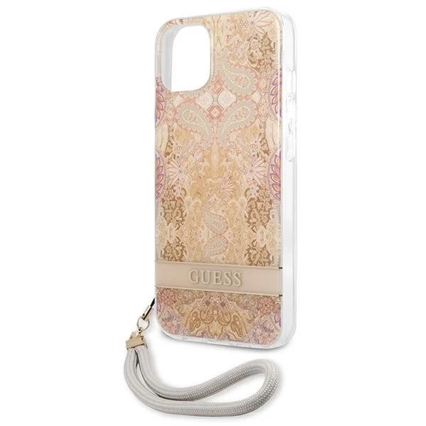 Guess GUHCP13SHFLSD iPhone 13 mini 5,4" zlatý/zlatý pevný obal Flower Strap