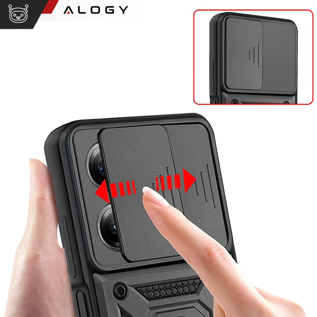 Ochranné puzdro Alogy Camshield Stand Ring s krytom fotoaparátu pre Xiaomi Poco X5 Pro 5G / Redmi Note 12 Pro 5G čierne