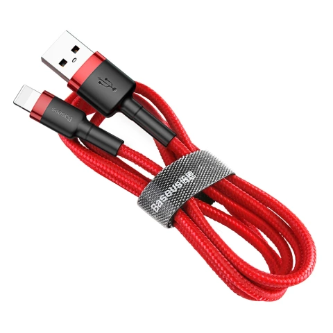 Baseus Cafule Cable strapazierfähiges Nylonkabel USB / Lightning QC3.0 2.4A 1M rot (CALKLF-B09)