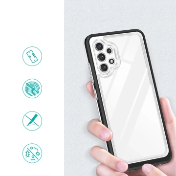 Priehľadné puzdro 3v1 pre Samsung Galaxy A72 4G Frame Gel Cover Black