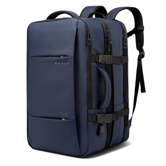 Bange Waterproof Backpack for Laptop 15.6" City Travel 47x31x15-25 cm for Work Airplane Men's Women's with USB Port Navy Blue