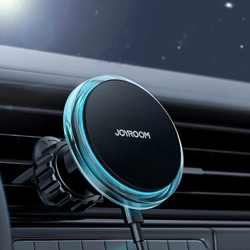 Magnetický držiak do auta Joyroom Bezdrôtová indukčná nabíjačka Qi 15 W (kompatibilný s MagSafe pre iPhone) Air Vent Silver (JR-ZS291)